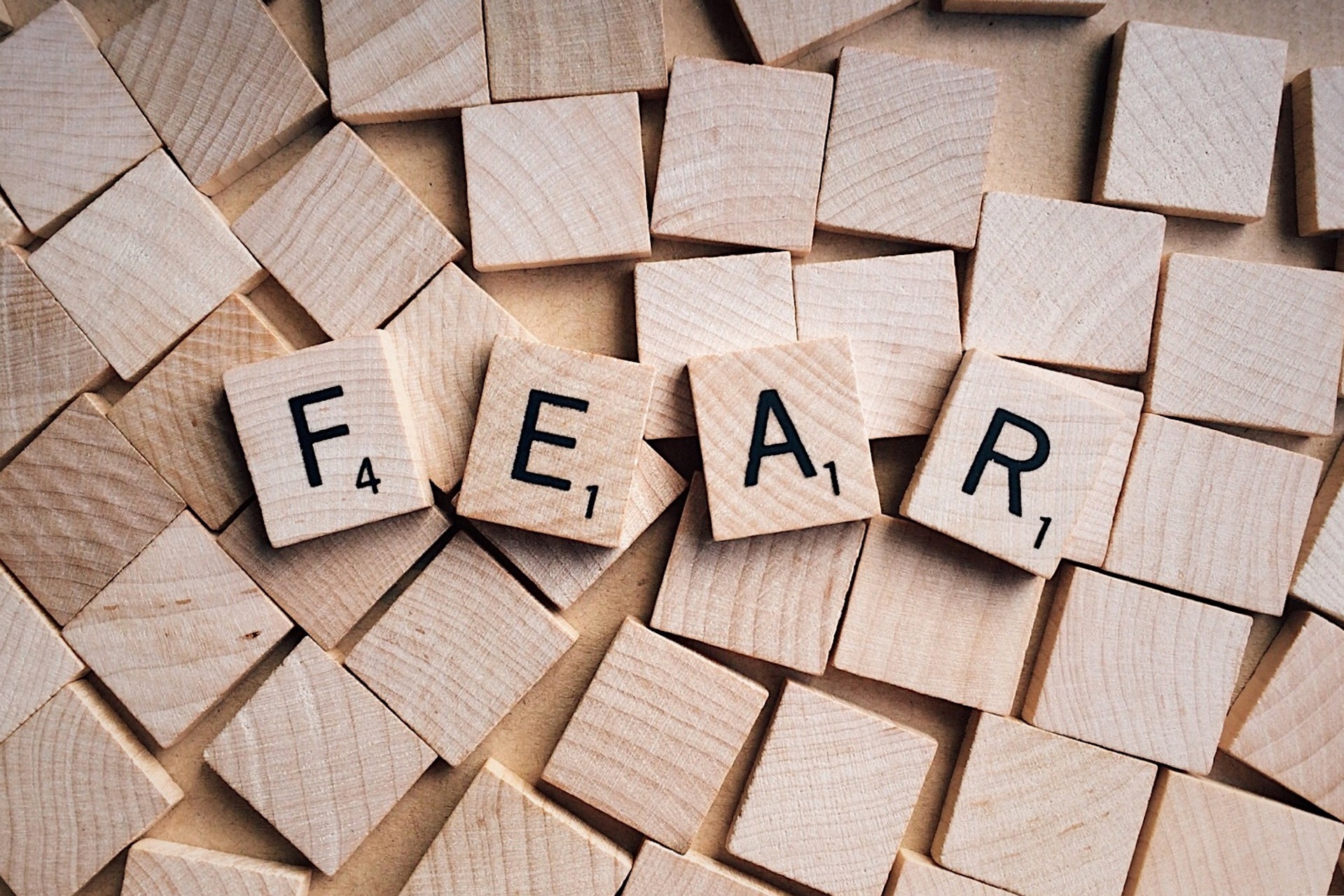 scrabble letters showing the word fear